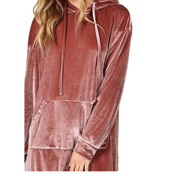 Betsey Johnson Tops - Crushed velvet mauve sweatshirt hoodie!/swim suit coverup Betsy Johnson large